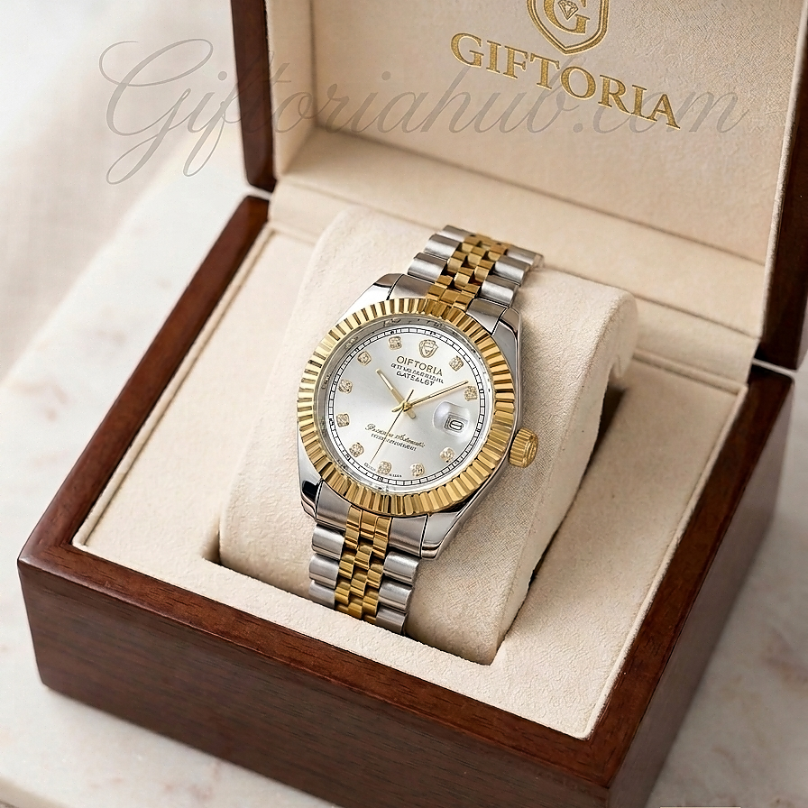 Luxury Gold & Silver Waterproof Stainless Steel Watch – Premium Date Edition