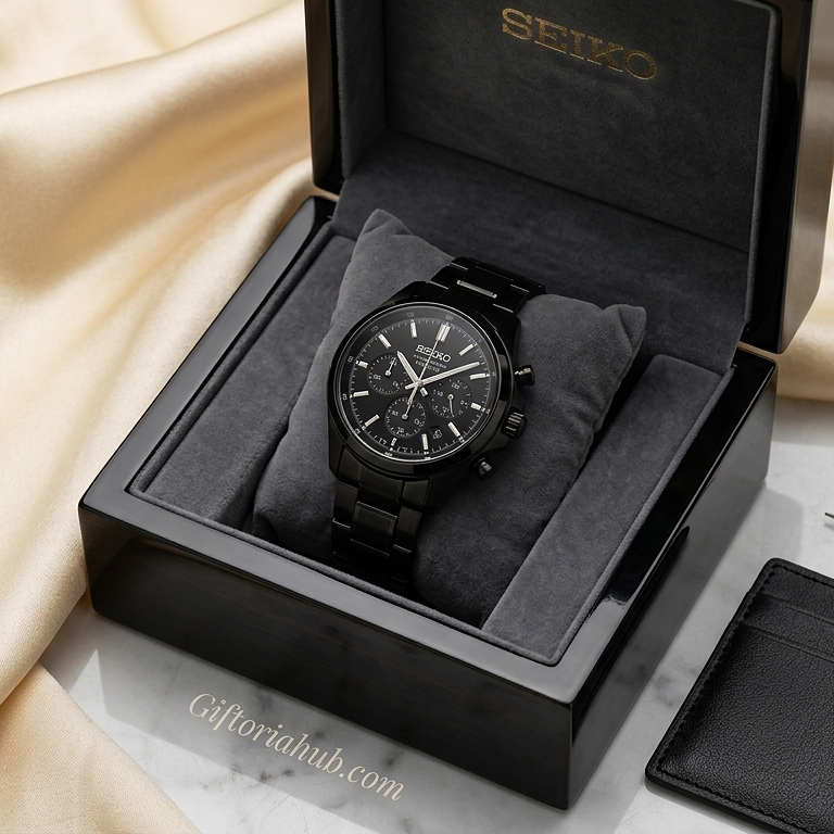 Luxury Black & Gold Chain Watch