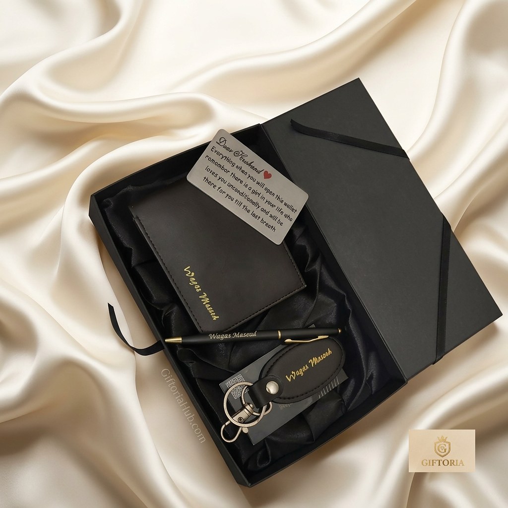 Customized Leather Wallets Keychain & Pen