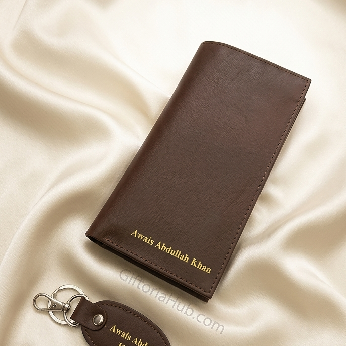 Premium Customized Long Leather Wallet & Keychain – Photo & Name Personalized Gift Secondary image