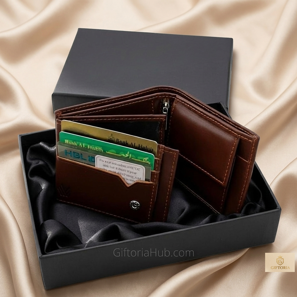 Premium Export Quality Leather Wallet & Keychain – Exclusive 3-Sided Opening Design Secondary image