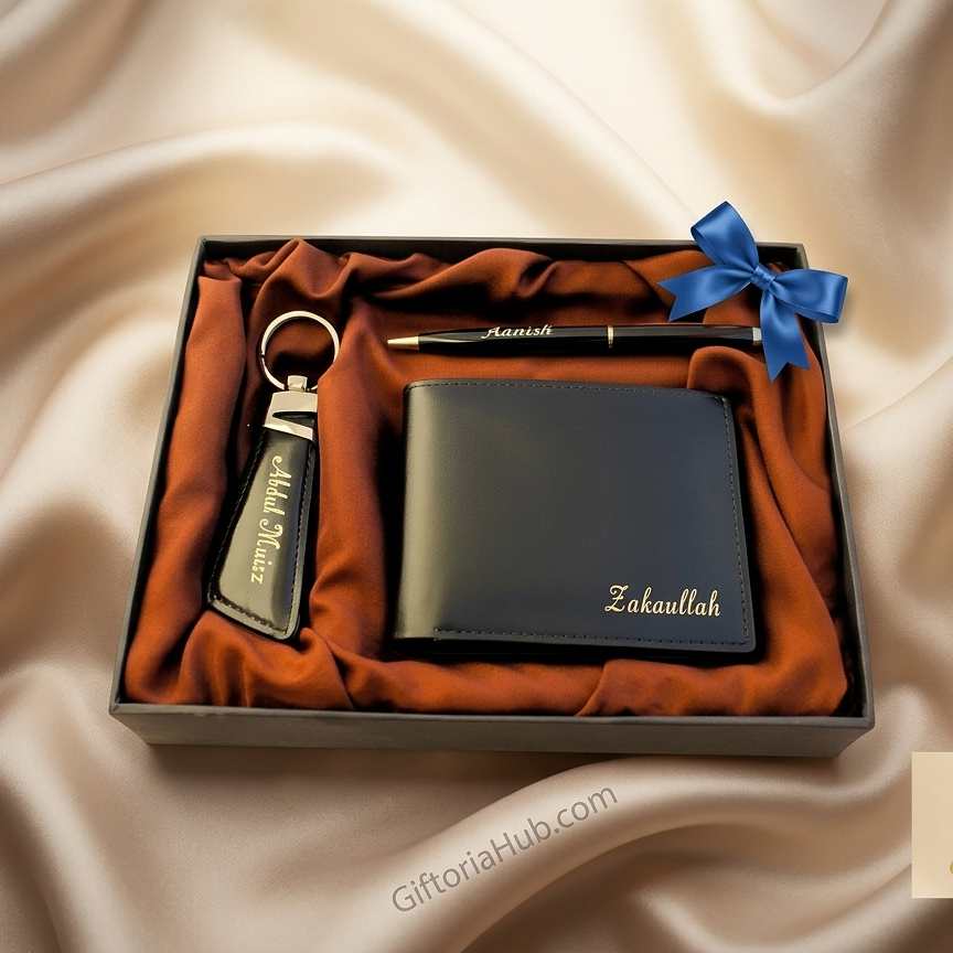 Customized Leather Wallets Keychain & Pen