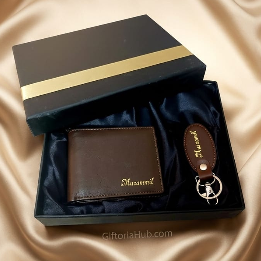 Customized Leather Wallets Keychain & Pen